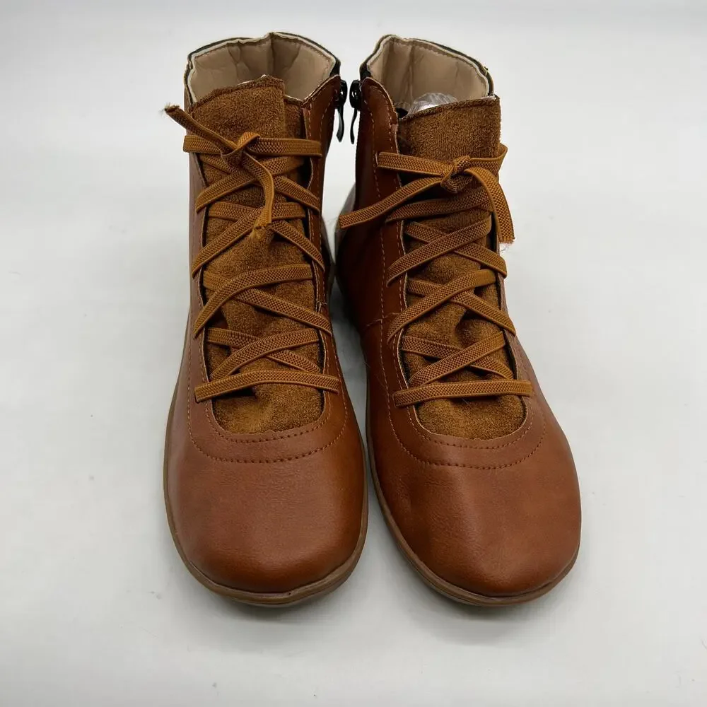 Ankle Boots Round Toe Casual Comfortable Lightweight Side Zipper Size 7US/ 38CN